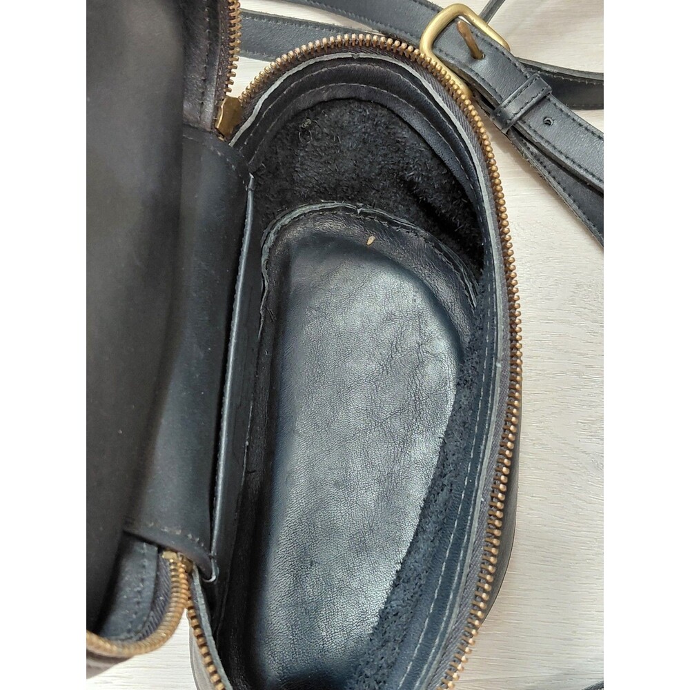 Vintage Coach Navy Blue Leather Trail Bag  Brass Hardware Detachable Strap USA - Picture 10 of 16
